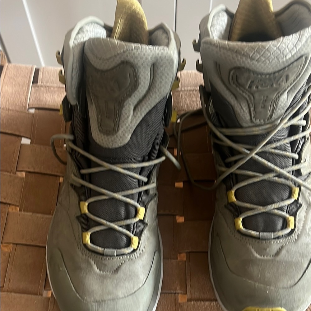 Gray and Yellow High-Top boots